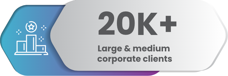 20K+ Large & medium corporate clients 20K+ Large & medium corporate clients