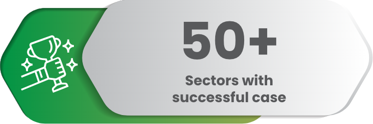 50+ Sectors with successful case 50+ Sectors with successful case
